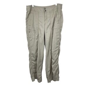 ATHLETA Paradise Cove Pants Womens 14 Beige Lyocell‎ Hiking Straight Leg Utility